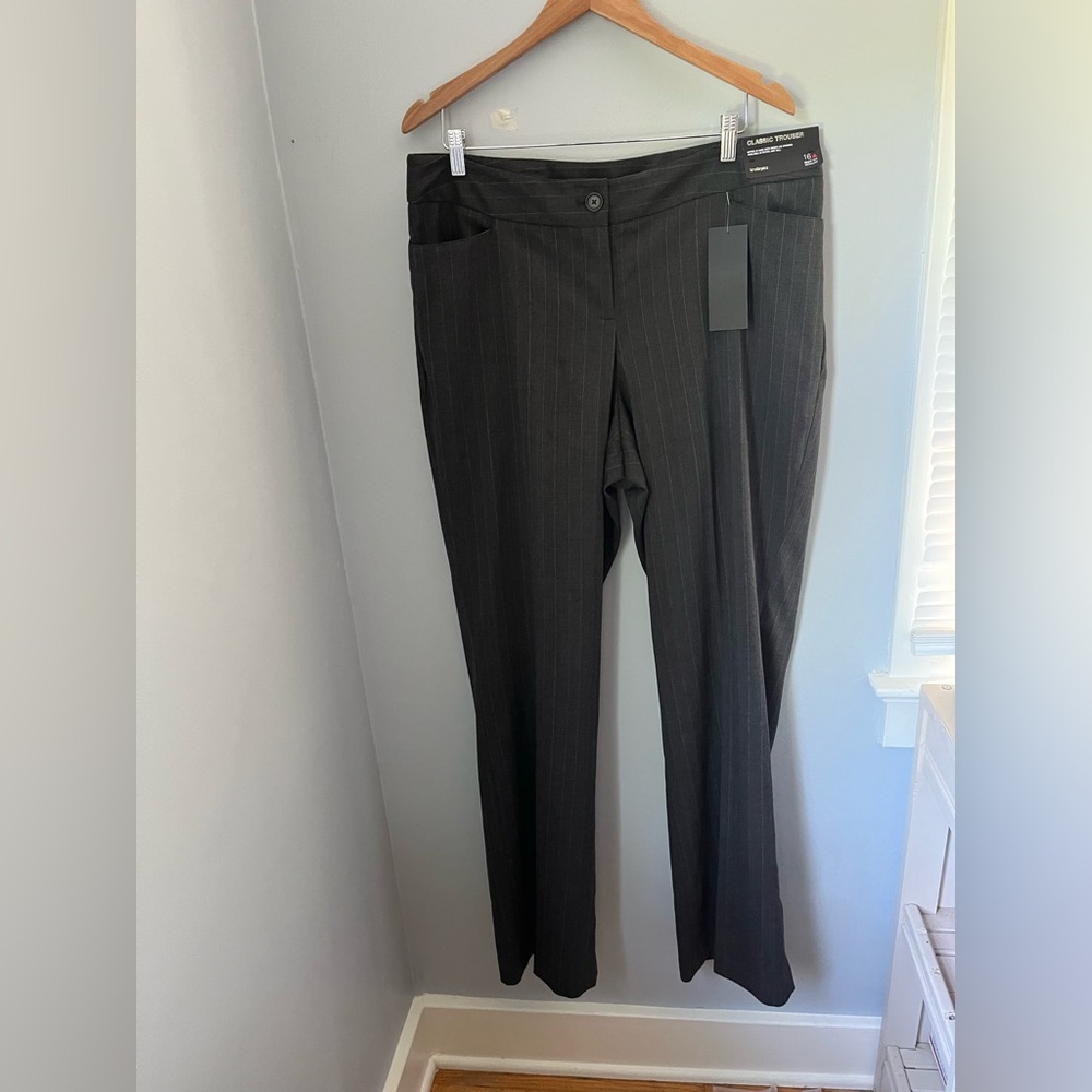 Lane Bryant Charcoal Pinstripe‎ Straight Leg Pants